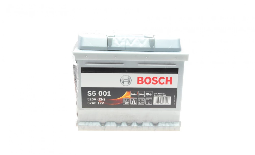 BOSCH S5 Акумулятор 12В / 52А-год / 520A / 207*175*175 / 11,97кг (виводи -+)