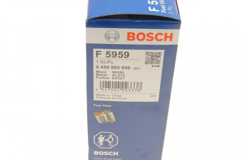 BOSCH F5959 H=163mm фільтр паливний 6,4bar  AUDI A3 1,6-3,2FSI/TFSI VW SKODA SEAT