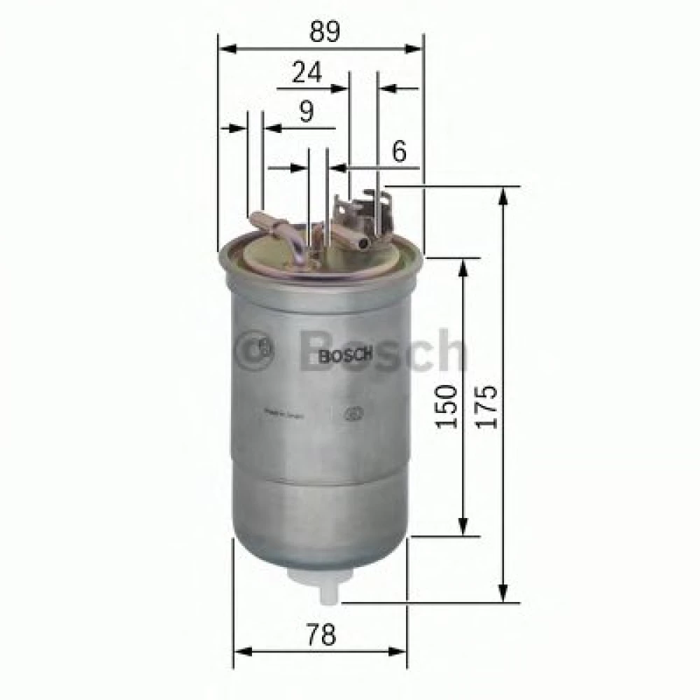 BOSCH N6267 H=178mm фільтр паливний диз. (з підогр.2 труб.) VW 1,6D-2,5TDI AUDI 1,6 FORD Galaxy SEAT