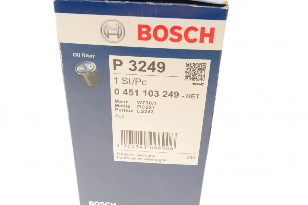 BOSCH P3249 H=170mm фільтр масляний AUDI 80 1,9TDI 91-96 дв.1Z