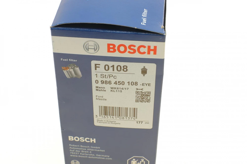 BOSCH F0108 H=171mm фільтр паливний KIA Sephia 1,6i -97 MAZDA 323/626  89-00