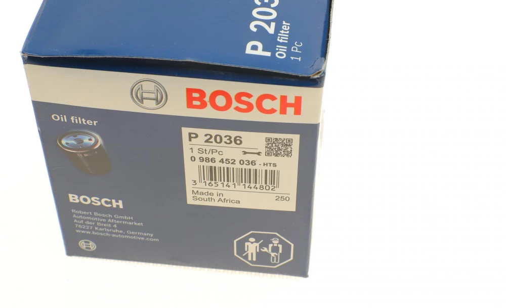 BOSCH ,P2036 H=92mm фільтр масляний ISUSU MAZDA 323/626 OPEL ROVER HONDA Accord, CR-V