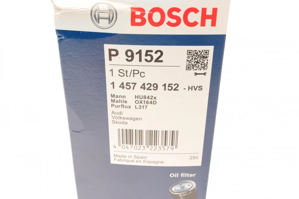 BOSCH P9152 H=195mm фільтр масляний вставка AUDI 2,5TDI 97- VW Passat SKODA Superb