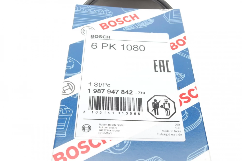 BOSCH ремінь П-клиновий 6PK1080 AUDI A2 BMW CITROEN PEUGEOT VW 1,4/1,6 SKODA SEAT