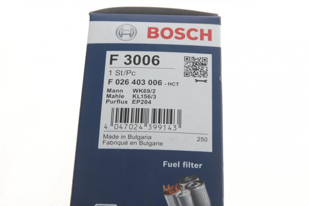 BOSCH F3006 фільтр паливний (4bar) VW Golf V Golf plus Jetta  1.4 1.6 1.8 2.0 00 -