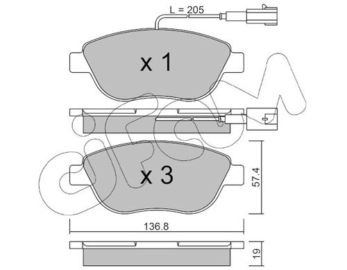 CIFAM PEUGEOT Тормозные колодки передн.307 01-,Citroen Berlingo,Fiat Doblo (с датчиком)