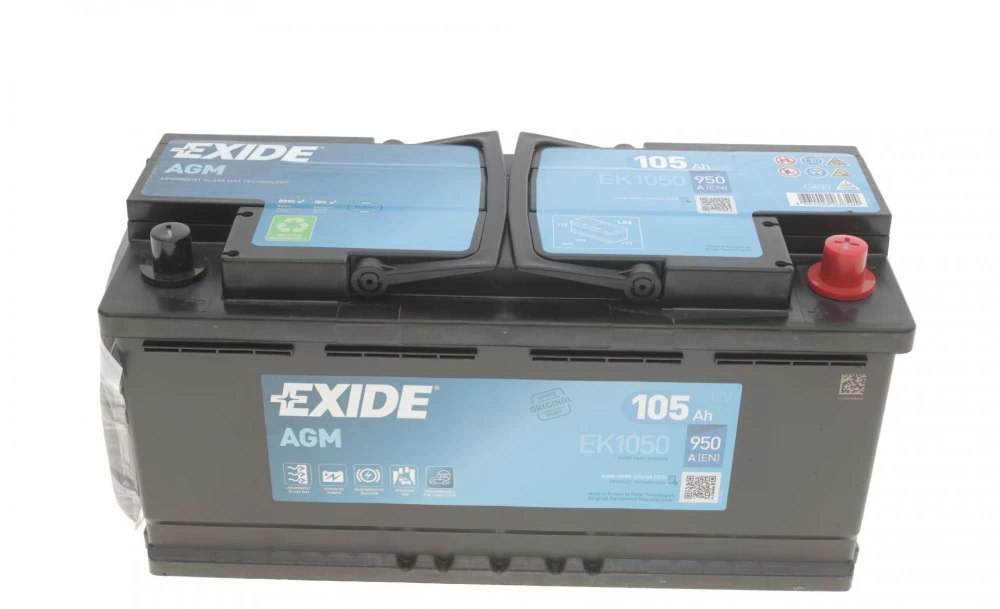 Акумулятор EXIDE AGM - 105Ah| EN 950 | 392x175x190 (ДхШхВ)