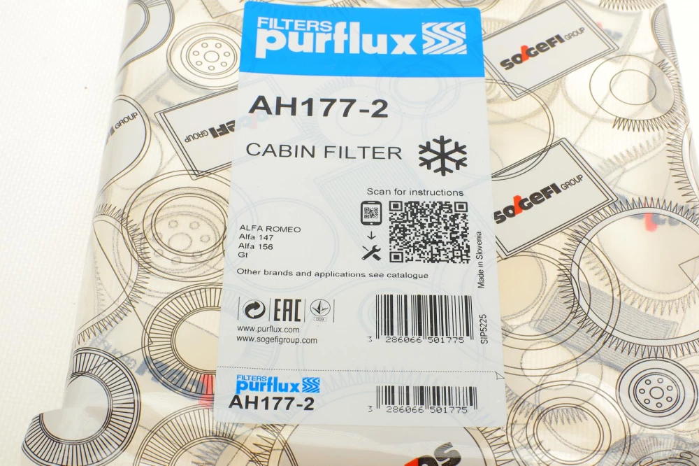 PURFLUX фільтр повітр. салону 2шт. ALFA 147/156 1,6-3,2  00-