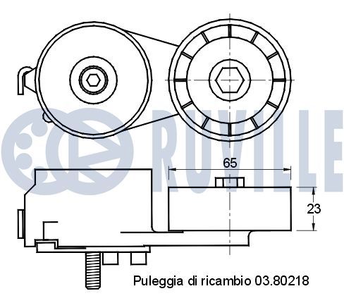 RUVILLE FORD Натяжитель ремня поликлинового KA, KA+, OPEL COMBO 12-, LANCIA