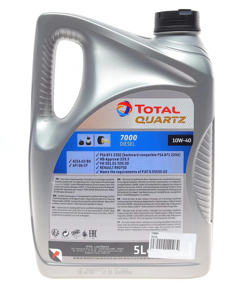 олива моторна Total Quartz 7000 Diesel 10W-40, 5л.