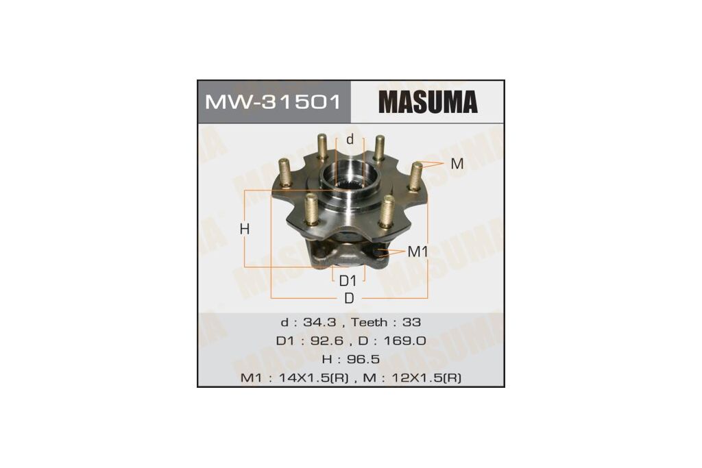 Ступица колеса заднего в сборе с подшипником Mitsubishi Pajero (06-) (MW-31501) MASUMA