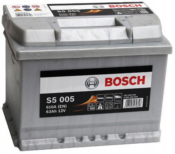 BOSCH S5 Акумулятор 63А-год / 610A /175*190*242/ 14,849кг (виводи -+)