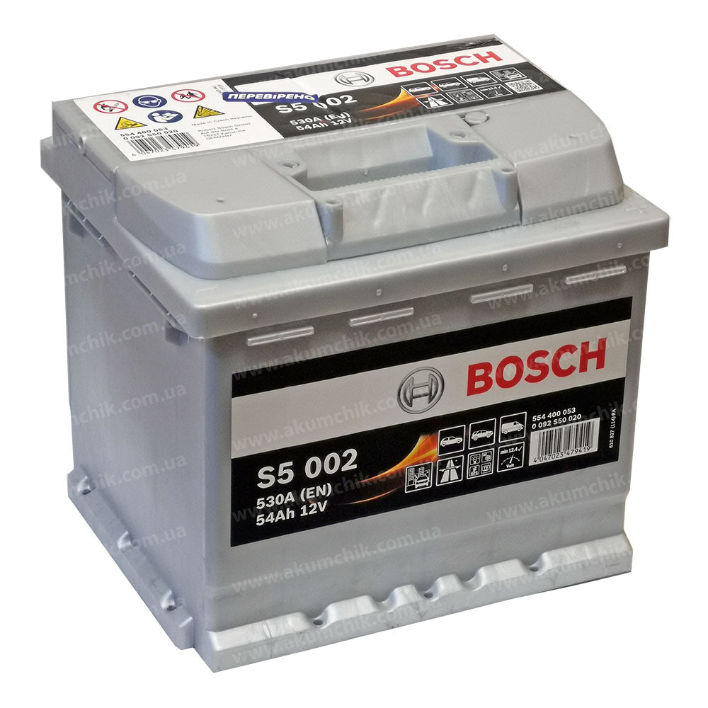 BOSCH S5 Акумулятор 12В / 54А-год / 530A 207*175*190 / 12,7кг (виводи -+)